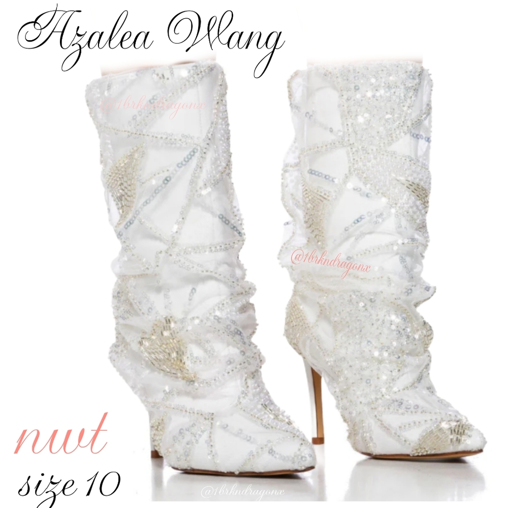NWT Showstopper White Booties Lace & Diamond Sparkling Mid Boots one of a kind - Picture 16 of 16